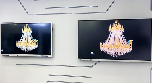 The different effect of normal LCD and QLED product.